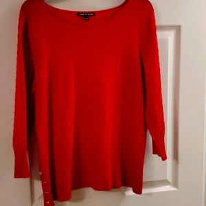 Cable & Gauge red ribbed knit sweater